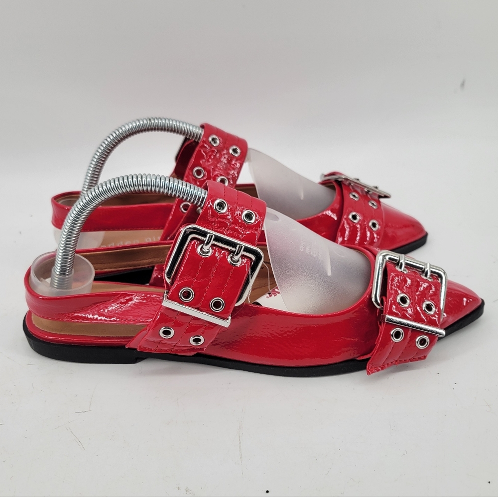 Steve Madden Graya Red Patent Stylish Buckle Slingback Flats Women Shoes Size 9